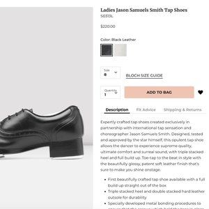 Black Jason Samuels Smith Bloch tap shoes. Size women's 7.5, fits a 7 or 6.5!